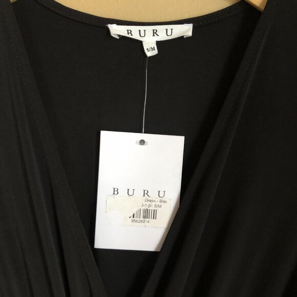 NWT Buru black stretch jersey wrap maxi dress - Picture 11 of 11